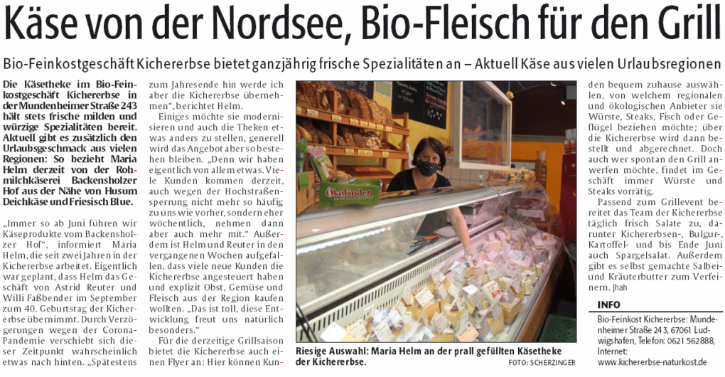 Käse aus vielen Urlaubsregionen - Artikel in der Rheinpfalz vom 03.06.2020